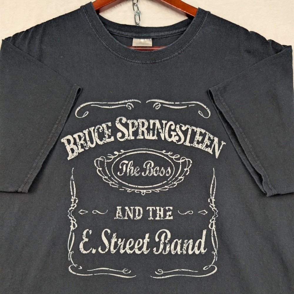 VTG Bruce Springsteen T-Shirt Mens L Black E Street Rock Band Jack Daniels Y2K